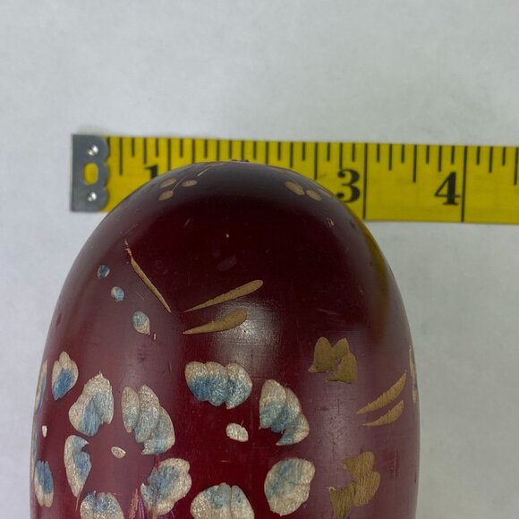 Vintage Red Wood Maracas With Floral Design - Picture 12 of 12